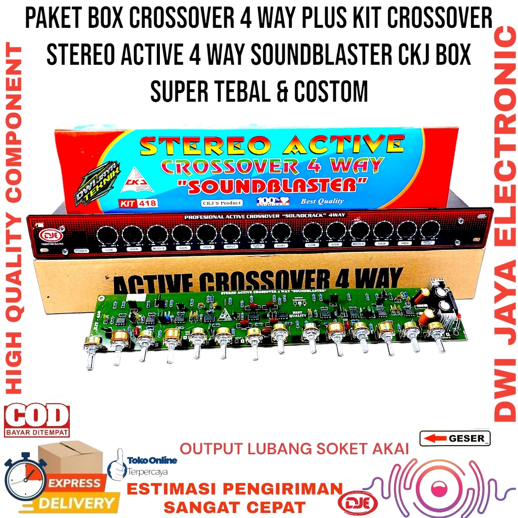 Paket Box Crossover 4WAY Plus Kit Crossover Stereo Active Subwoofer CKJ Box Suoer Tebal