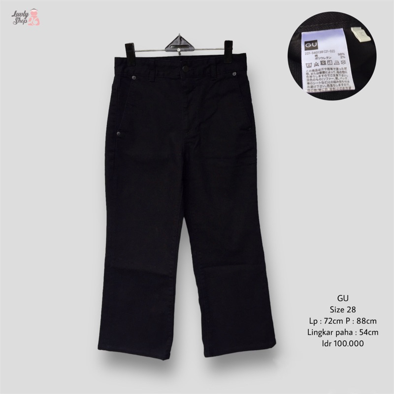 GU kulot jeans hitam