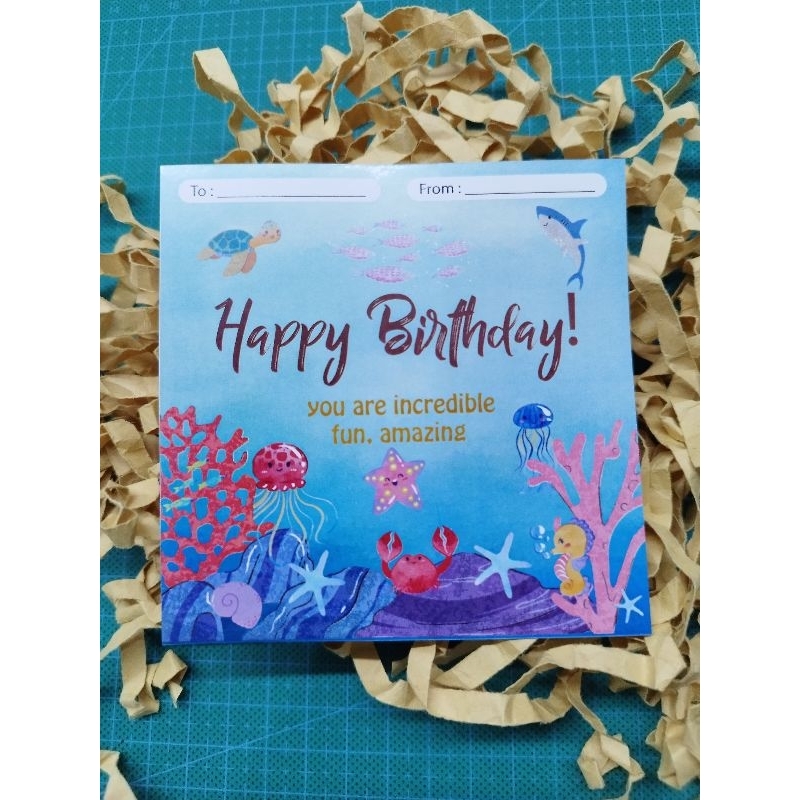 

sticker happy birthday tema ocean 12 pcs ukuran 10x10cm