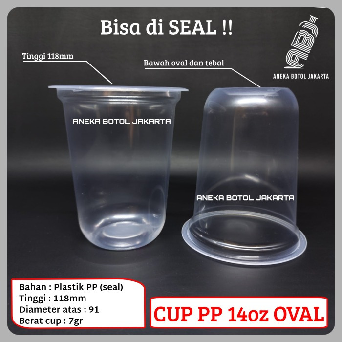 Cup plastik PP 14 oz oval / Gelas Plastik PP oval 14 oz