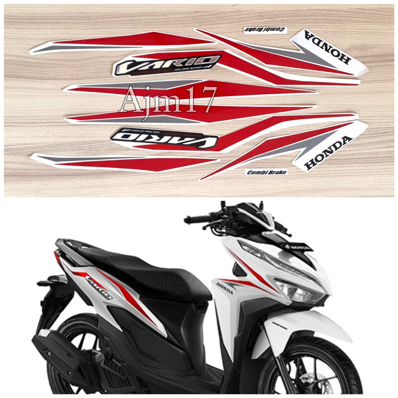 STIKER STRIPING VARIO 125 TAHUN 2018 PUTIH MERAH