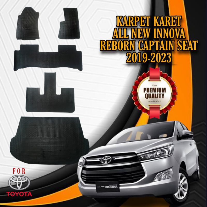 BagusKarpet - Karpet Karet Mobil Toyota Innova Reborn Captain Seat 2019-2023 Black Premium Full Set