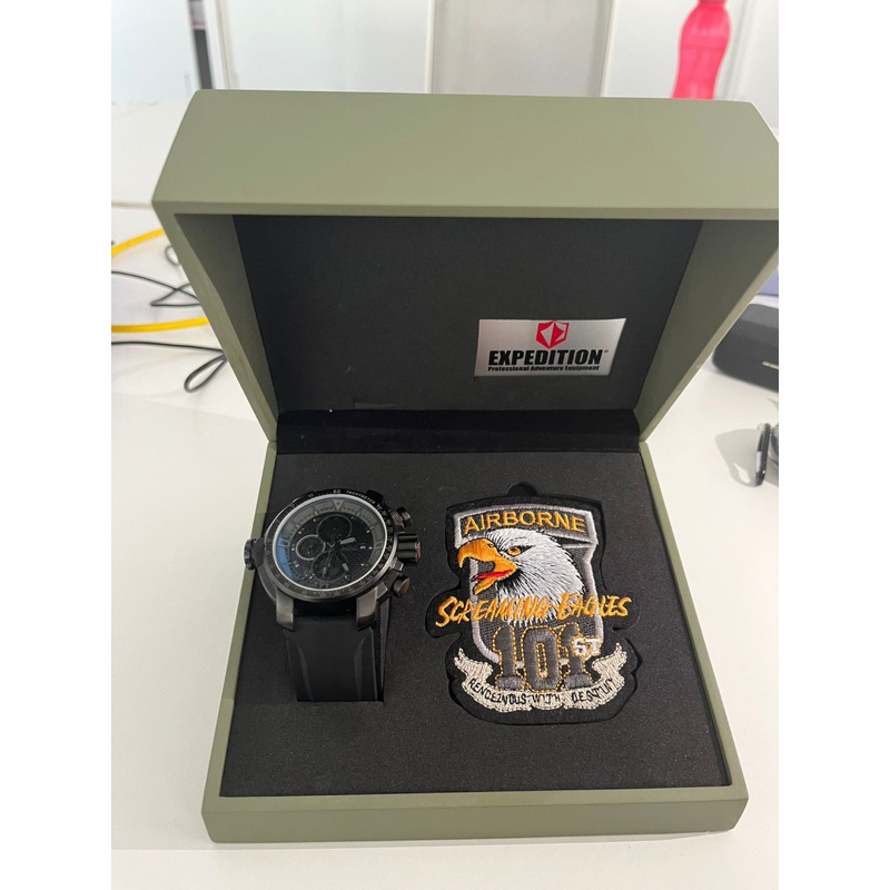 ORIGINAL Jam Tangan Expedition Airborne E6335MC ALL BLACK (Rubber Strap) - Second