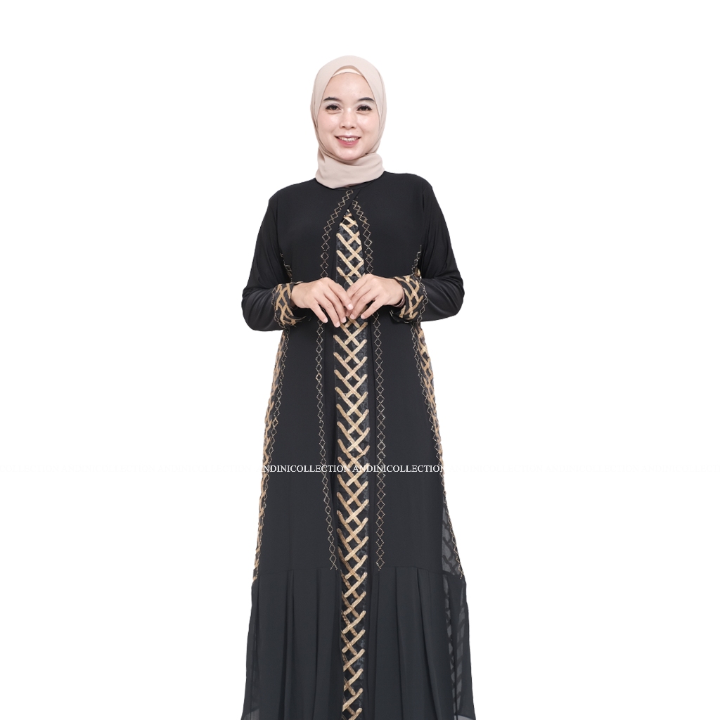 ANDINICOLLECTION Abaya Hitam 154 - Gamis Wanita Abaya Hitam / Gamis Hitam Umroh / Abaya Hitam Turkey