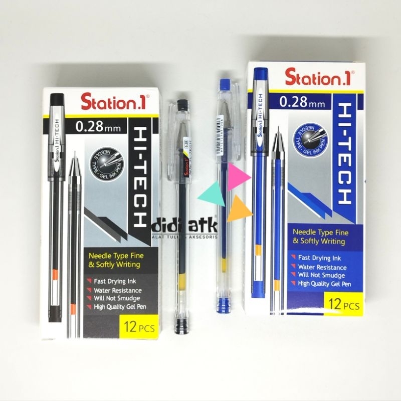 

Pulpen Hitech Station 0.28mm Warna Hitam & Biru 1 Pak isi 12 Pcs