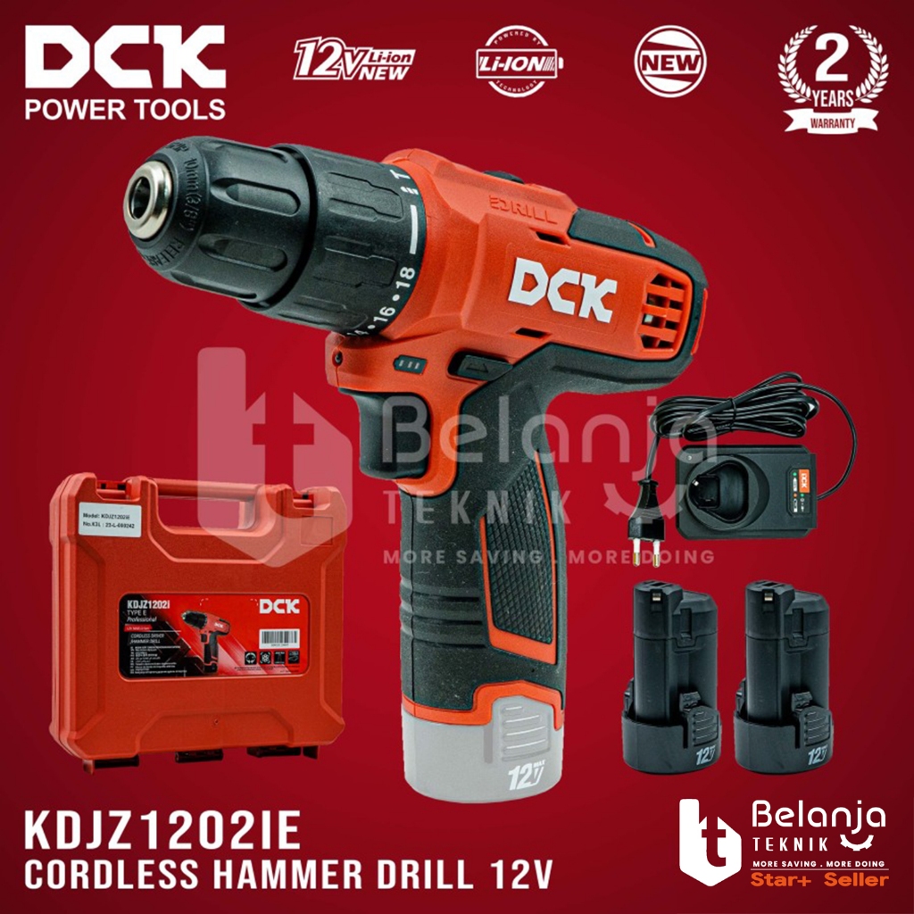 DCK Cordless Hammer Drill KDJZ1202iE 12V Bor Impact Baterai KDJZ 1202 KDJZ1202