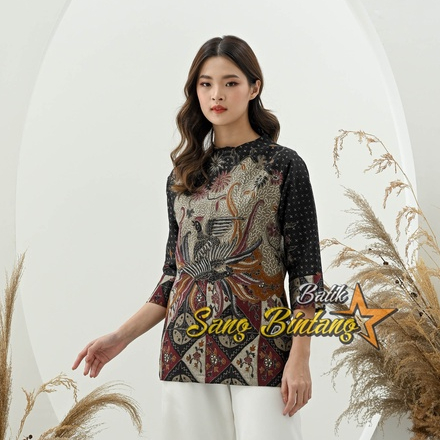 Batik Wanita blouse Lengan Panjang Modern Original Asli Batiek Solo Full tricot baju cewek jumbo Pre