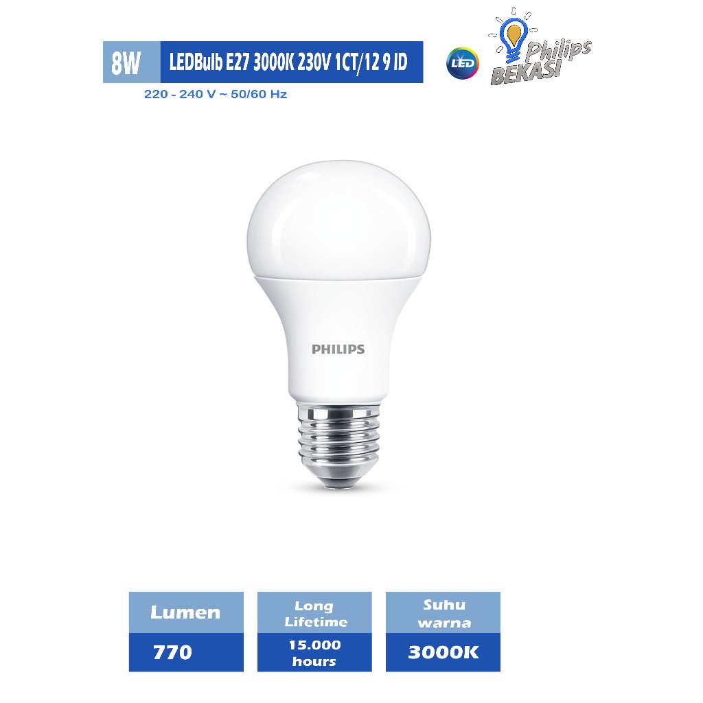 Philips Lampu Bohlam LED Bulb 8 Watt