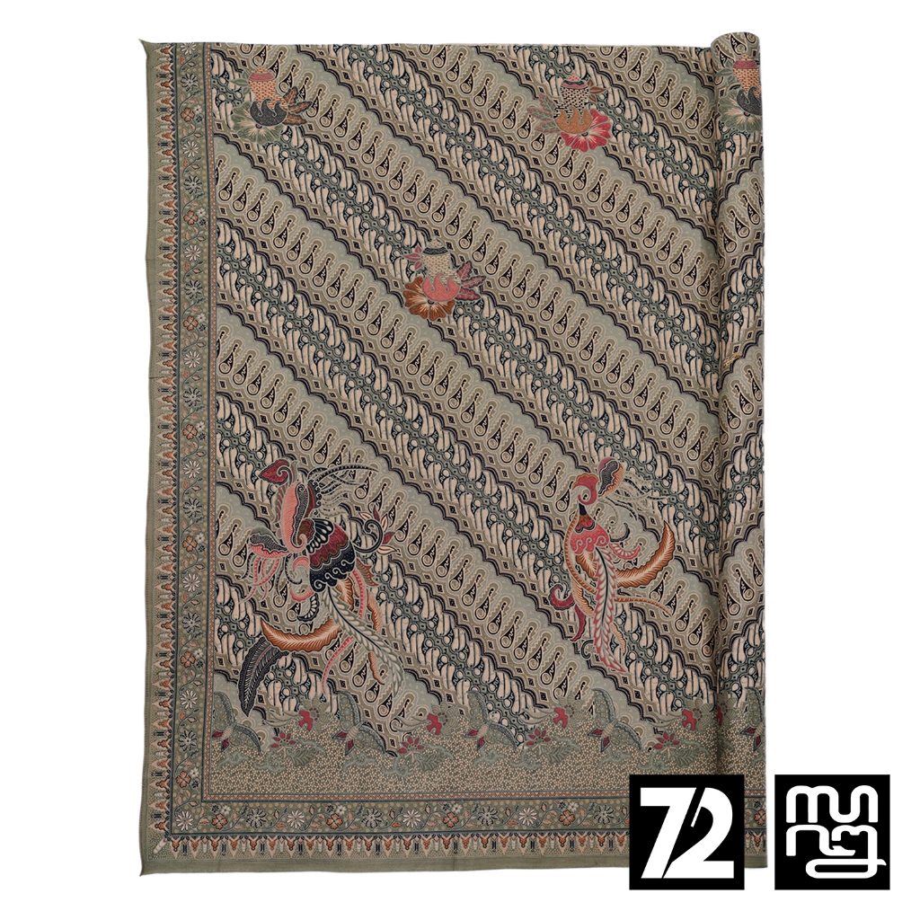 Kain Batik Katun Motif Parang Seling Kusumo Warna Sage Green Silver Terakota untuk Bawahan Tradision