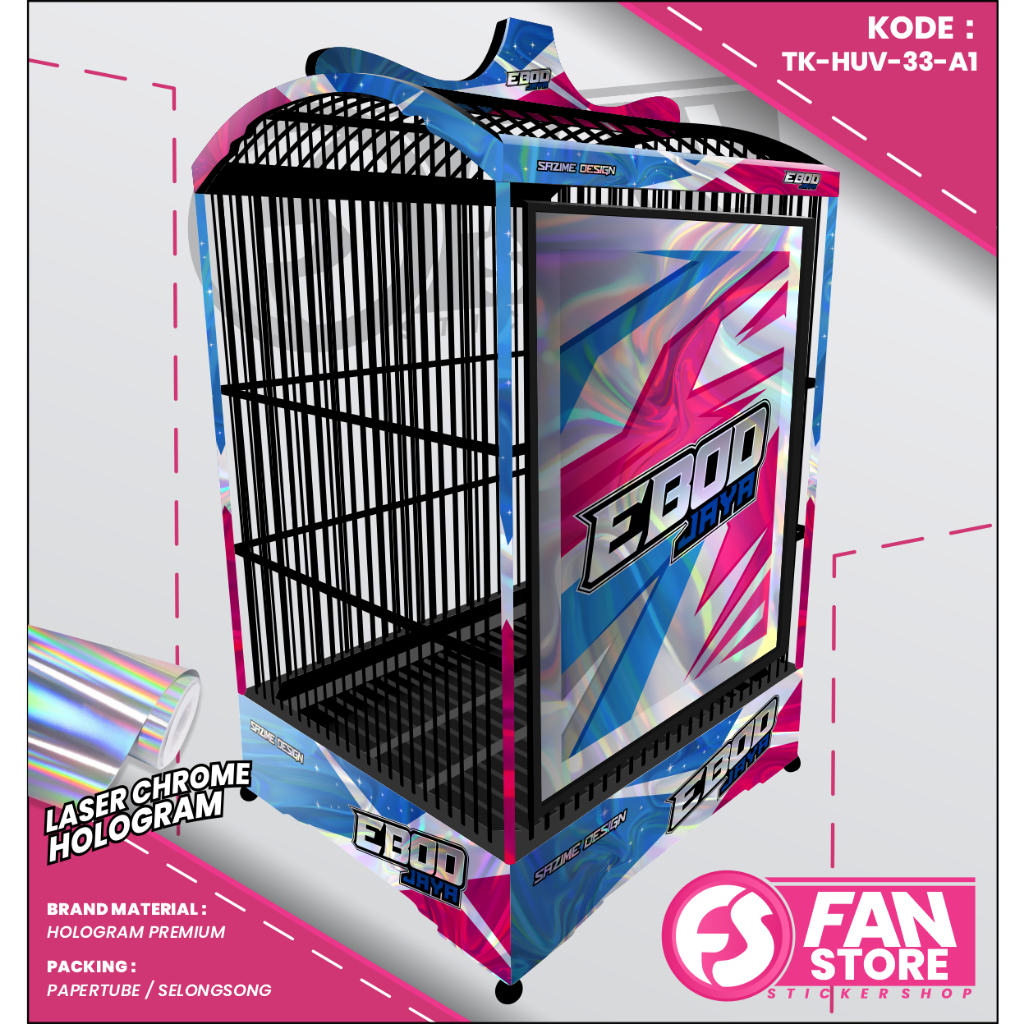 Stiker Sangkar Kotak Bnr  Sangkar Ebod Jaya  Custom Motif / Decal Stiker Sangkar ORIQ JAYA Sangkar B