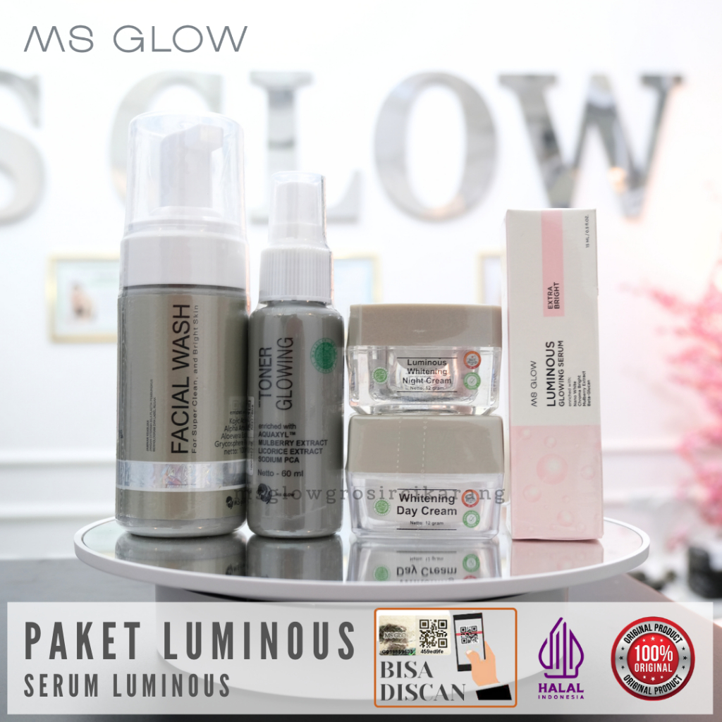 Paket Whitening Luminous Serum Luminous MS Glow Ori MSGLOW Original Whitening Cream