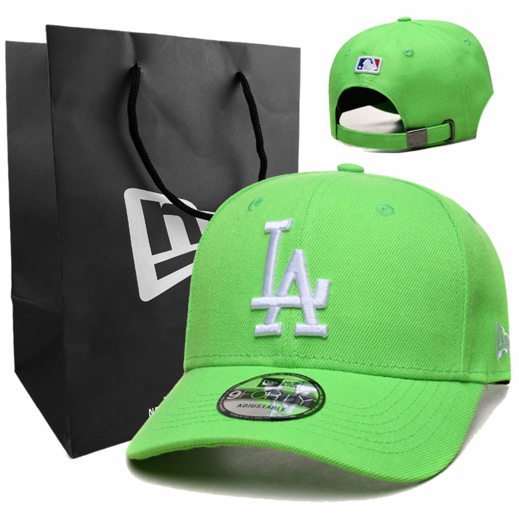 Topi Baseball Hat LA Los Angeles Dodgers Green Hijau Neon Bordir Import Aksesoris Pria Wanita