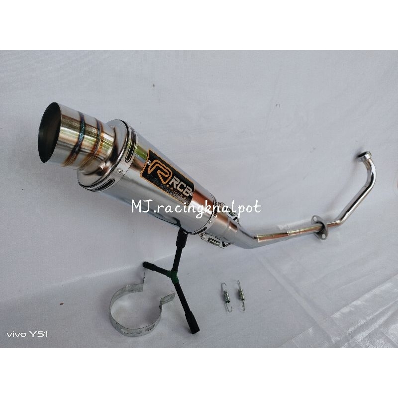 KNALPOT RACING RCB BAS ADEM UNTUK MOTOR SATRIA FU, FULL SET KOMPLIT TINGGAL PASANG,.