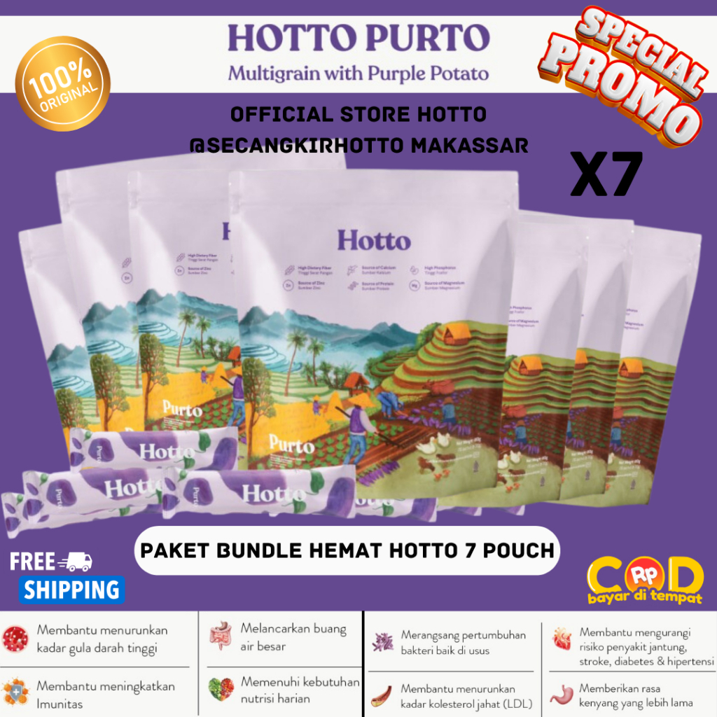 

PAKET BUNDLE Hotto Sereal Oat Potato 7 Pouch (112 Sachet) Makassar