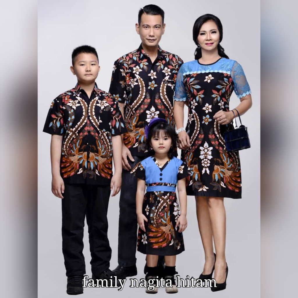 BATIK KELUARGA/FAMILY DRESS/TERUSAN NAGITA HITAM // SARIMBIT COUPLE BATIK KELUARGA DRESS BROKAT SUPE