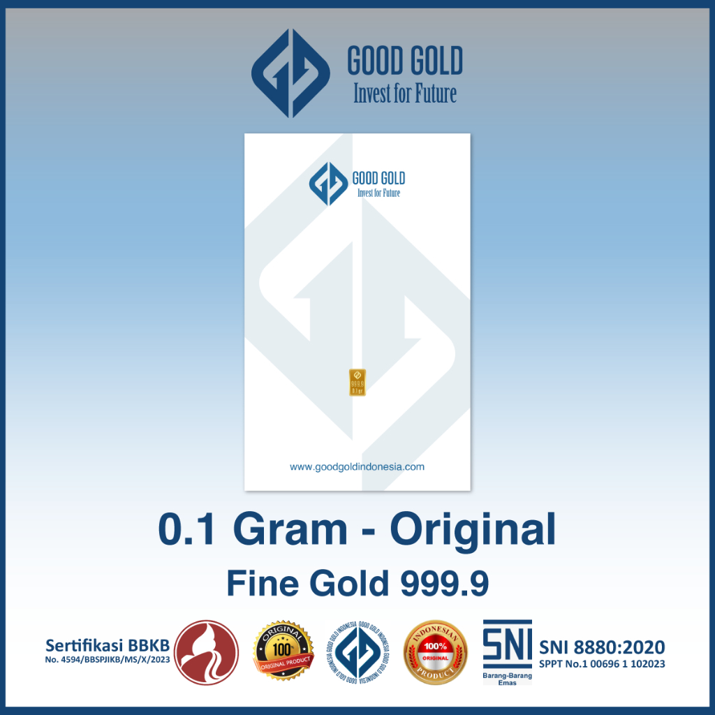 Logam Mulia Good Gold 0.1 Gram edisi Original/ Emas Batangan Good Gold 0,1gr/ Emas 24K