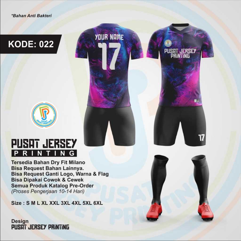 (COD/ BISA SATUAN) JERSEY PRINTING CUSTOM FULL PRINTING NAMA, NO. PUNGGUNG, LOGO, SPONSOR JERSEY PRI