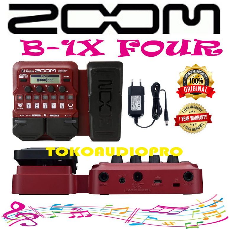 Efek Gitar Zoom B1X FOUR Bass Multi-effects Processor with Expression Pedal