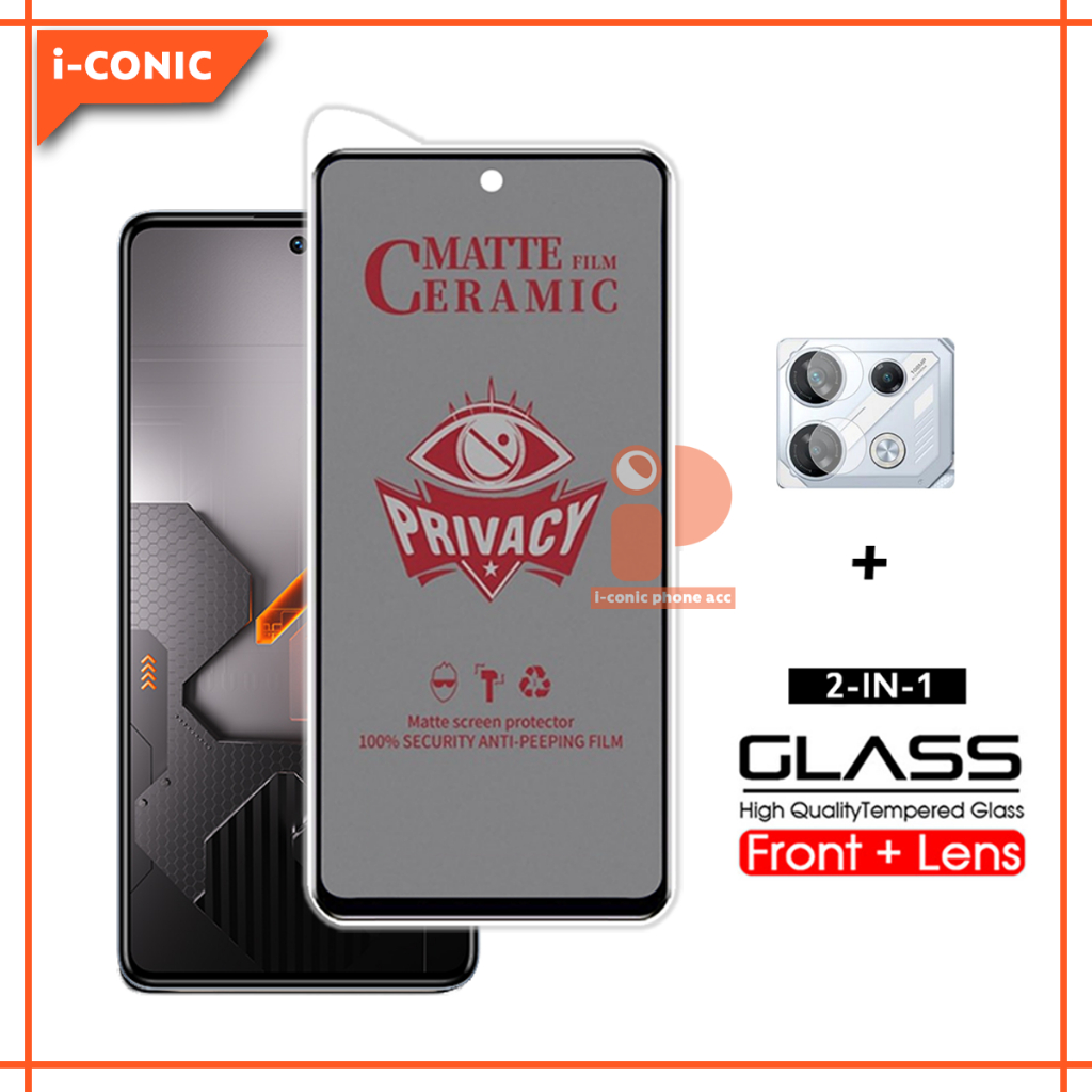 Tempered Glass Infinix GT 10 Pro Antigores Layar Privacy dan tempered Glass Kamera