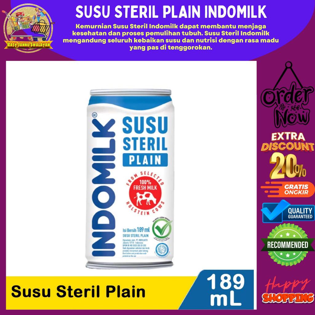 

SUSU STERIL INDOMILK PLAIN 189 ML