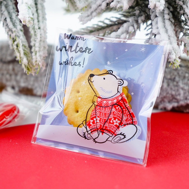 

100Lembar plastik cookies natal plastik kue natal plastik cookies xmas kemasan natal