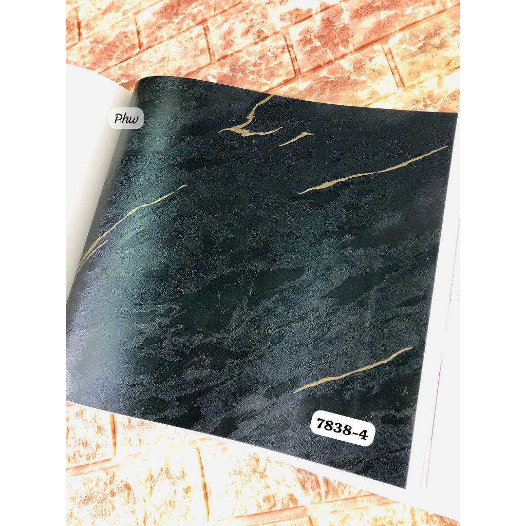 WALLPAPER DINDING MOTIF MARMER HITAM CREAM MODERN MINIMALIS GALAXY
