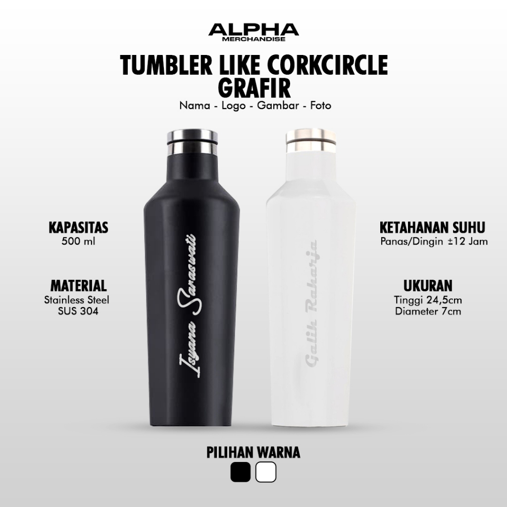 Tumbler mirip corkcicle / corkcirlce grafir / tumbler grafir