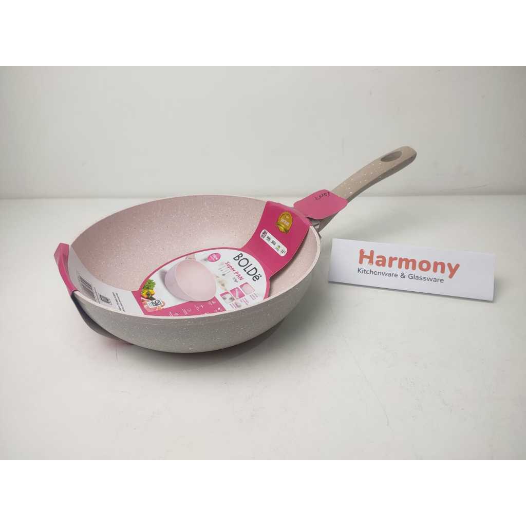 Bolde Super Pan Wok Pan Beige 24cm 26cm 28cm 30cm Panci Penggorengan Granit Anti Lengket Tanpa Tutup