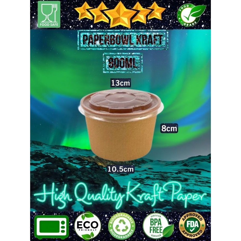 Paper bowl kraft 800ml Paper bowl coklat 800ml Paper bowl kraft laminasi 800ml Mangkok Kertas 800ml