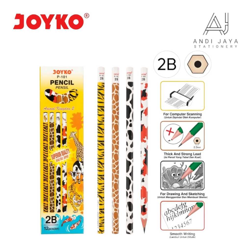 

Pensil 2B Joyko P-101 Animal for Computer 1pak (12pcs)