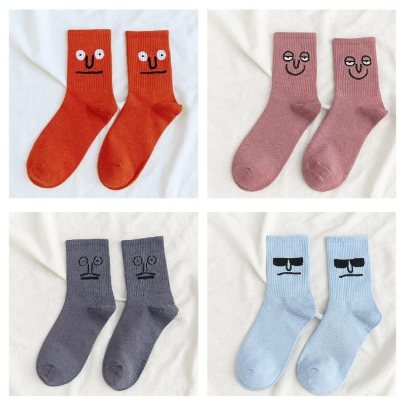 KK68 Kaos Kaki Wanita Face Emoticon Emoji Jepang Korea Japan