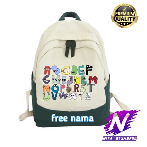 backpack anak alfabet tas ransek karakter alfabet lore