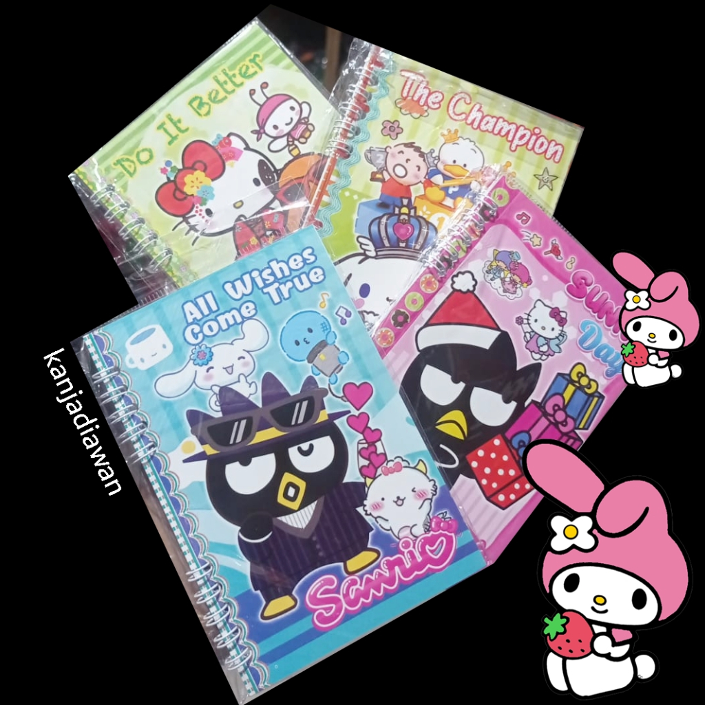 

Mini Notebook Sanrio Buku saku Hello kitty kuromi Pmpompurin Spiral Book
