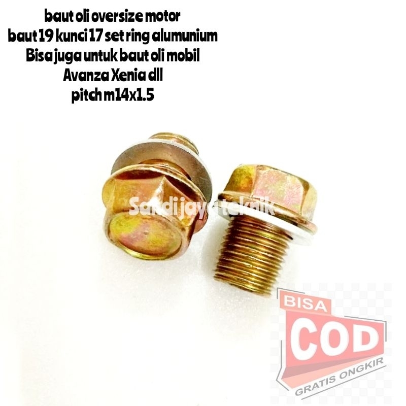 5Pcs Baut tutup oli oversize baut 19 kunci 17 set ring Alumunium m14x1.5