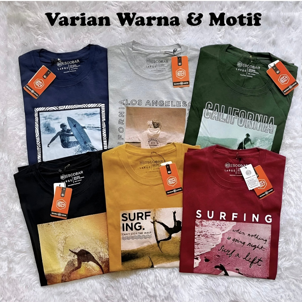 3 PCS 100 RIBU MOTIF RANDOM KAOS DISTRO ESCOBAR UNITED / KAOS DISTRO PRIA / KAOS DISTRO PRIA KEREN /