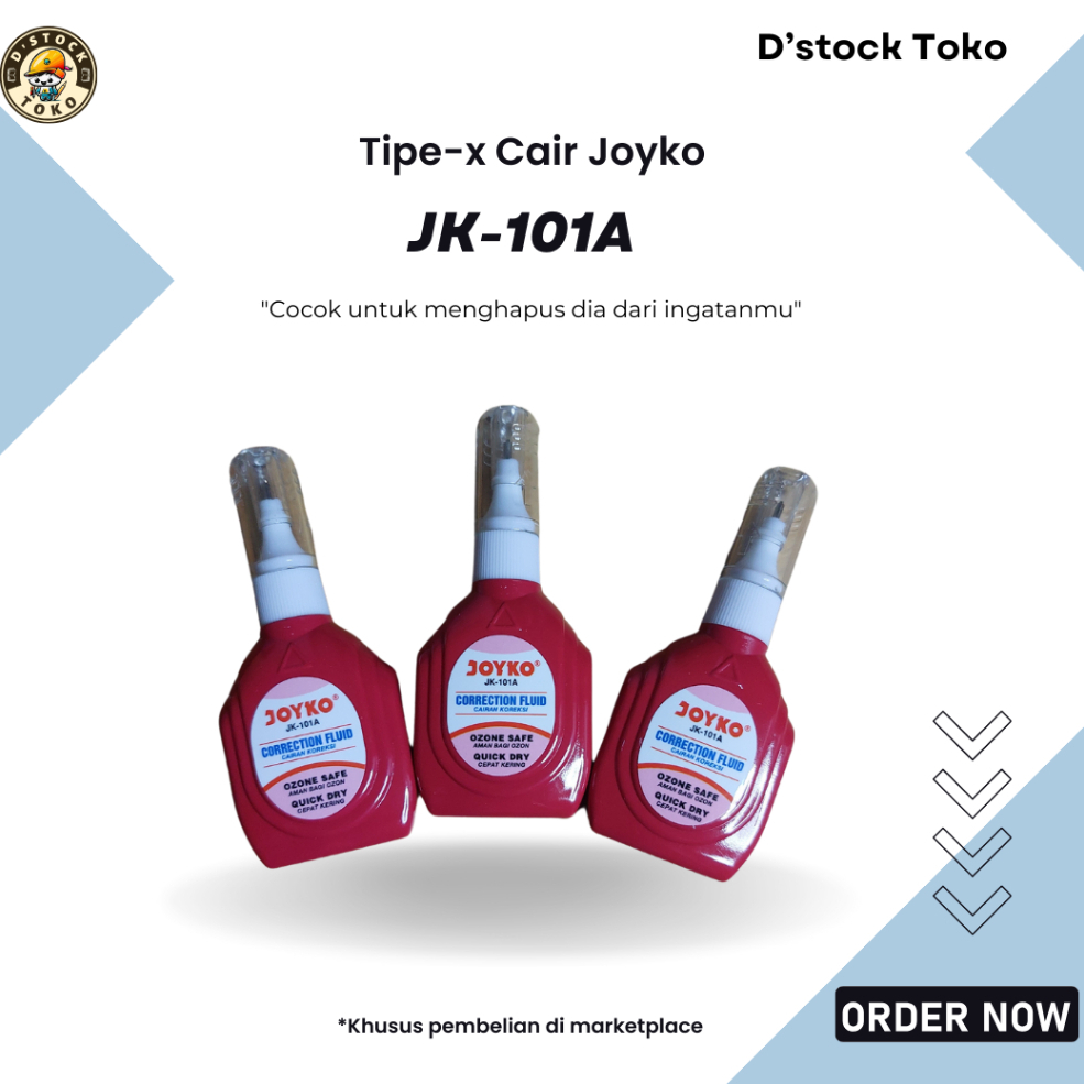 

Tipe-X Cair Joyko JK-101A Per Pcs Murah Dstock Toko