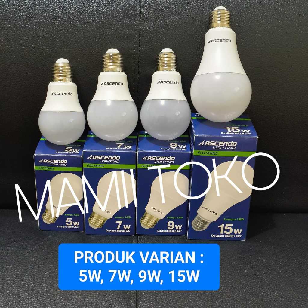 ASCENDO Lampu bohlam LED 5W 7W 9W 15W Putih