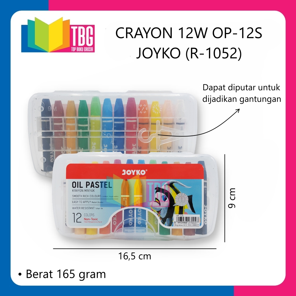 

1 SET (12 WARNA) CRAYON JOYKO / OIL PASTEL OP-12S JOYKO / KRAYON JOYKO ISI 12 (R-1052)