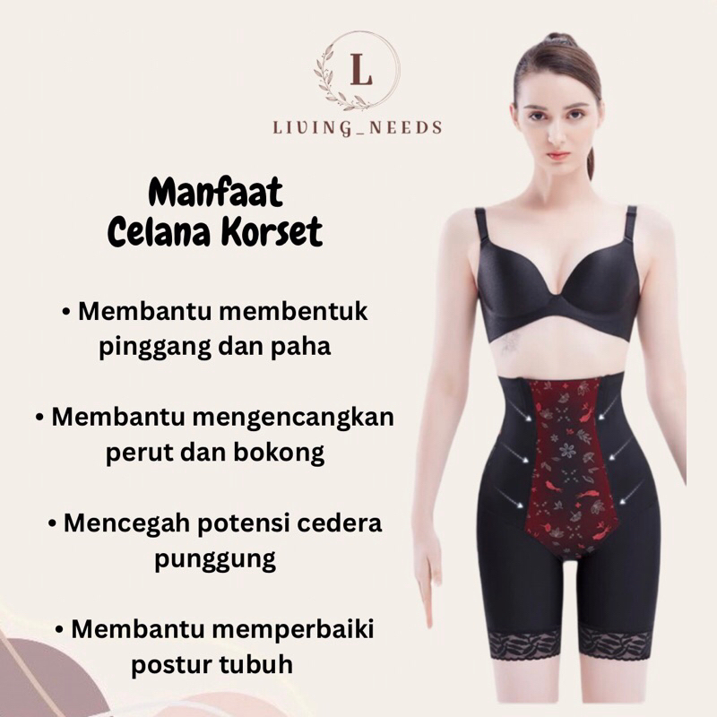 Celana Korset Celana Pelangsing Pengecil Perut Shapewear Tourmaline Pengencang Paha Bokong Korset Ce