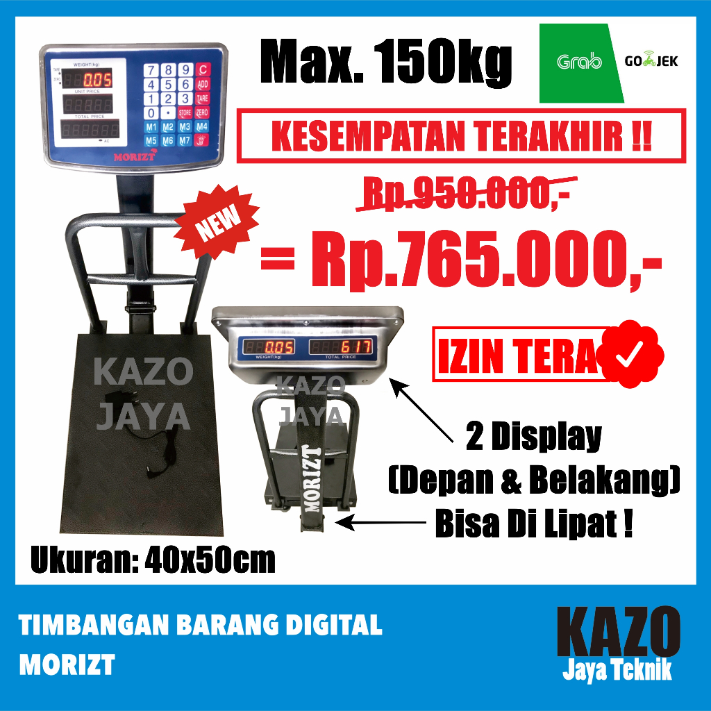 [40x50] Timbangan Barang Digital 150kg / Timbangan Duduk / Timbangan Lantai - Morizt