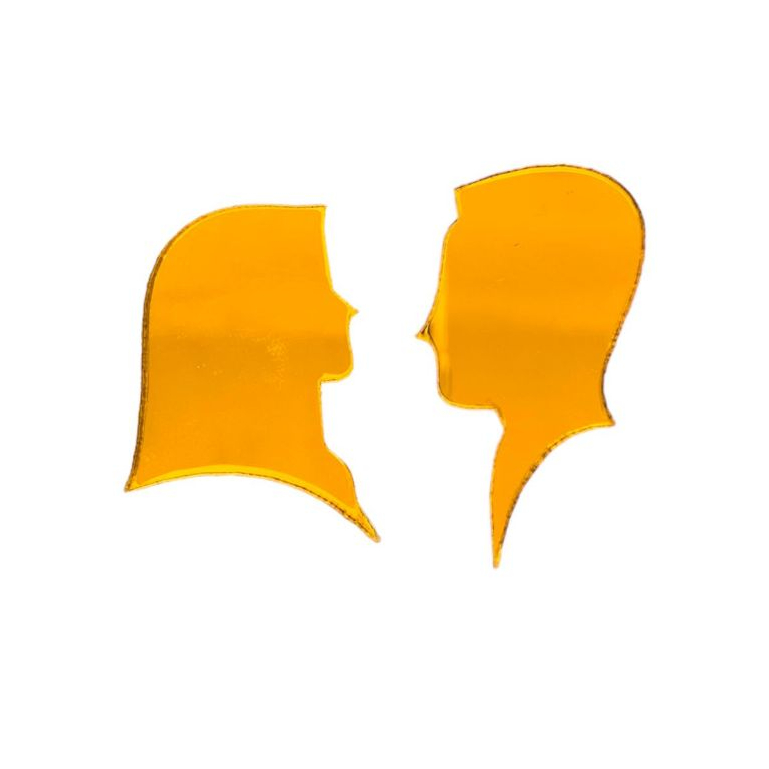 Siluet Couple Wajah Pengantin Dekorasi Mahar Akrilik Mirror Gold