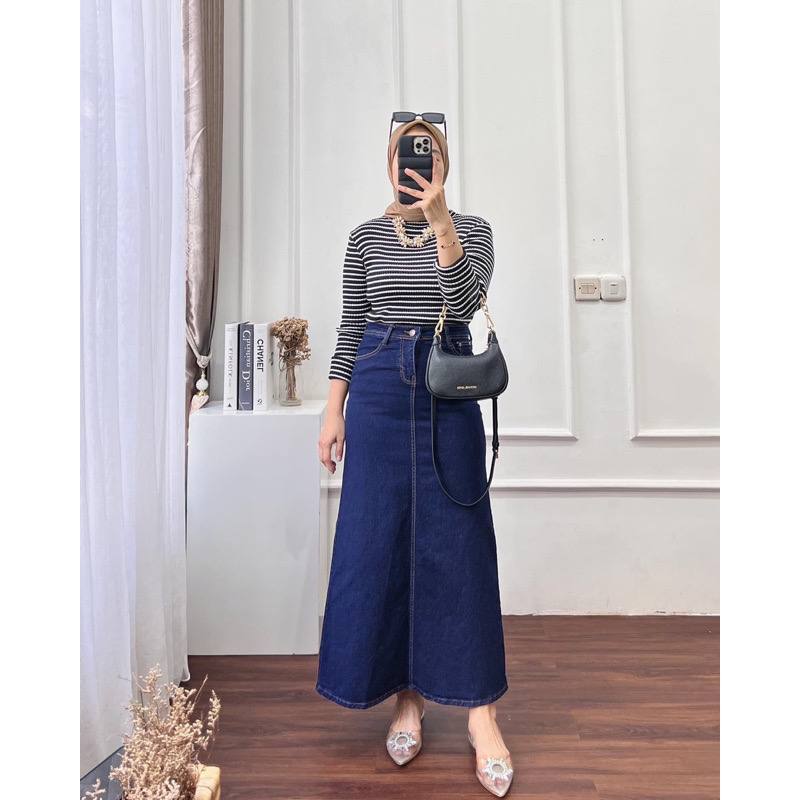 Rok Jeans Wanita Korean Style Hijab