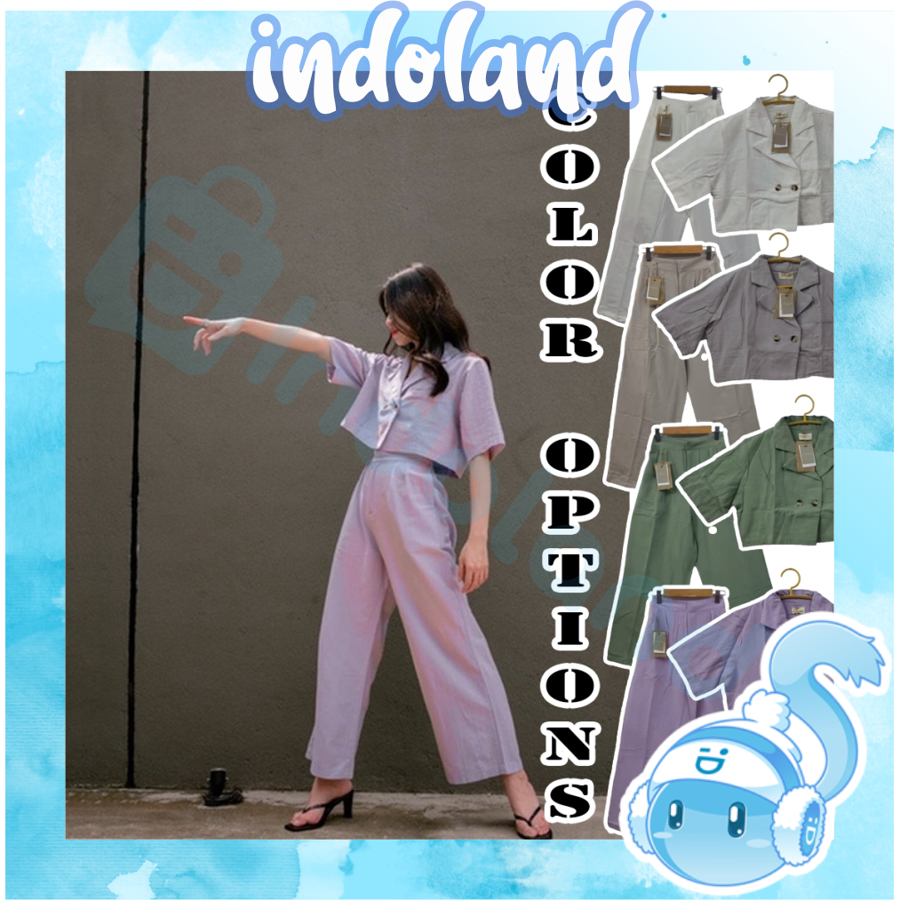 INDOLAND  Gideon Set / OOTD Set Pakaian Wanita Baju Celana / Set Outfit Wanita Kekinian Z004