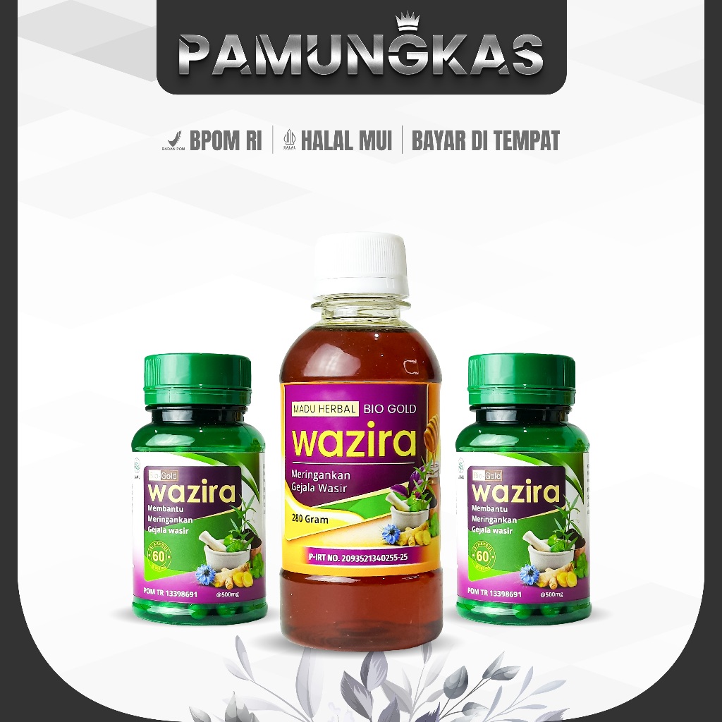 

Wazira 2 Botol Kapsul dan 1 Madu Meringankan Gejala Wasir Ambeien Daun Ungu, Pegagan,Rumput Mutiara,
