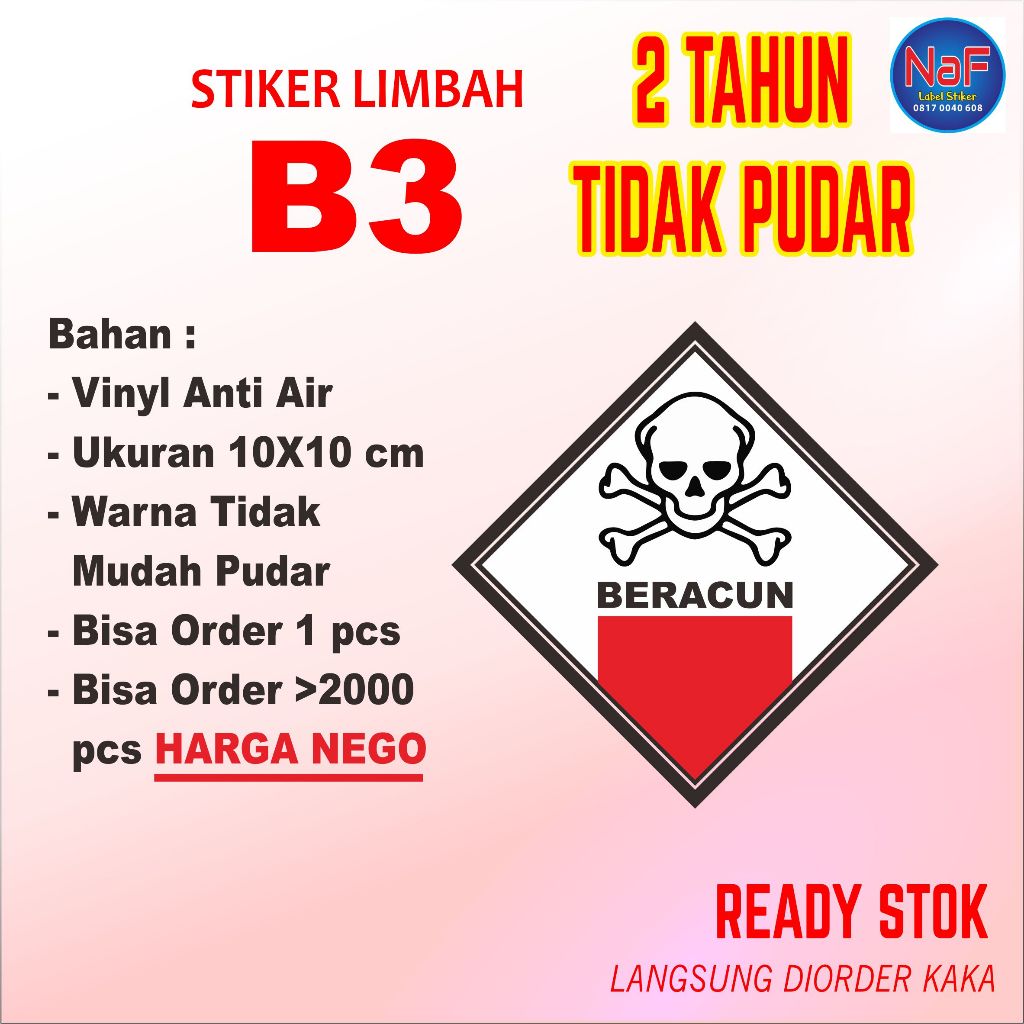 

Stiker limbah B3 label tanda simbol beracun
