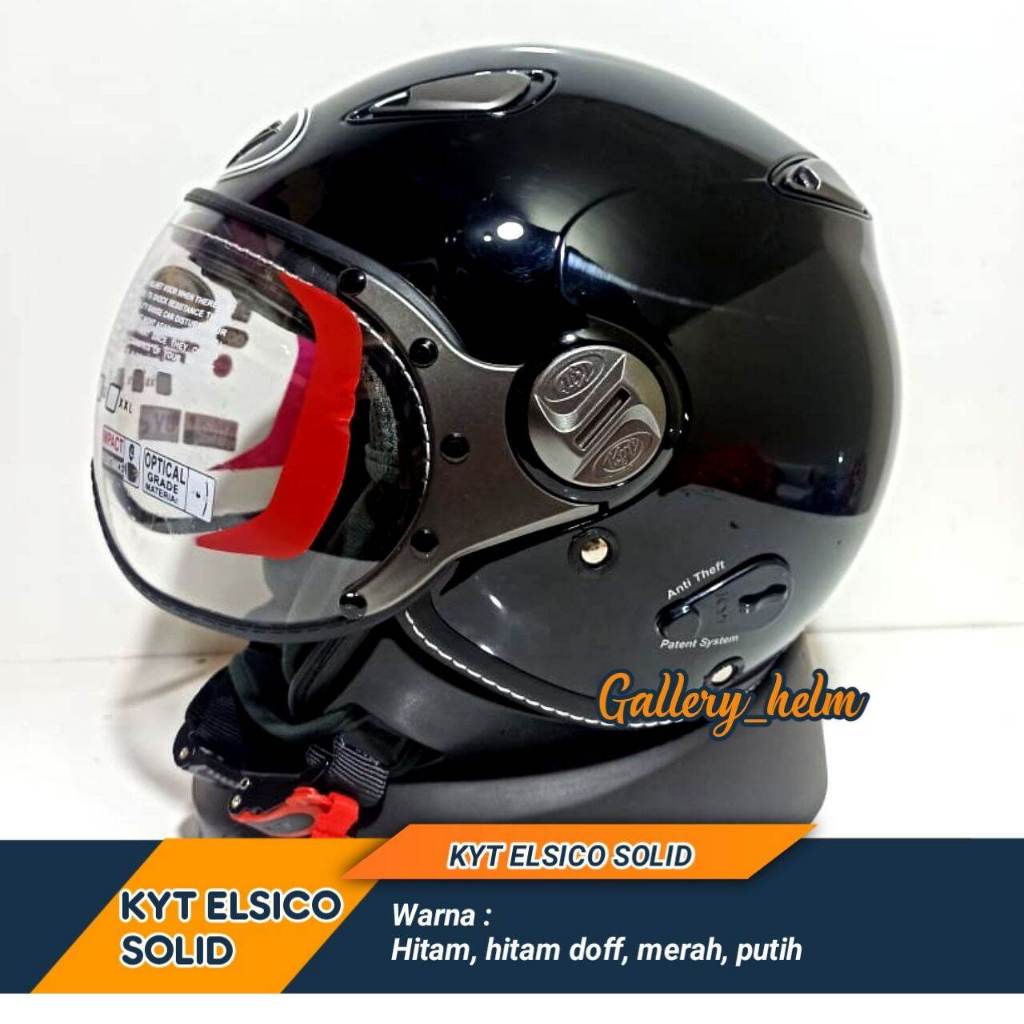Helm KYT Elsico Solid Black Glossy Original