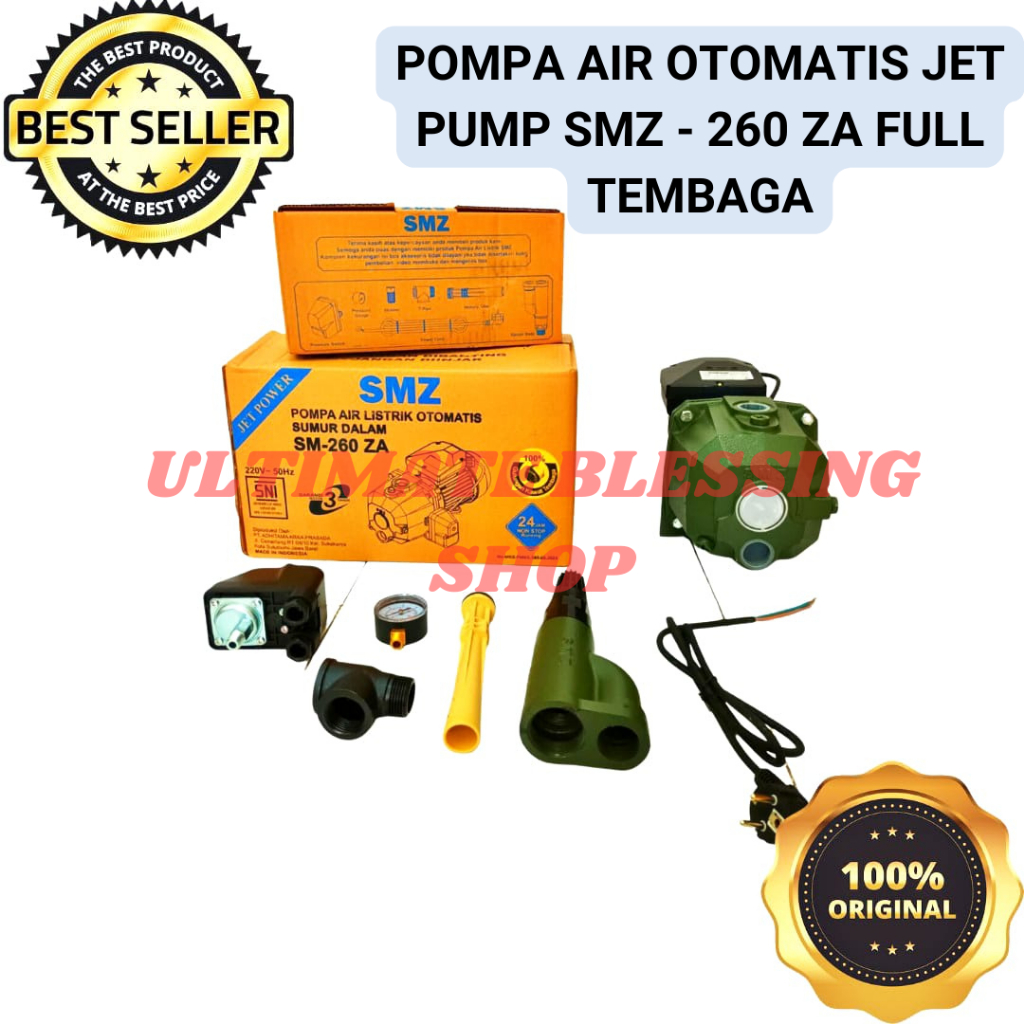 POMPA AIR JET PUMP SMZ 260 FULL TEMBAGA (SUMUR BOR 30 METER) BERKUALITAS - Ultimate Blessing Shop
