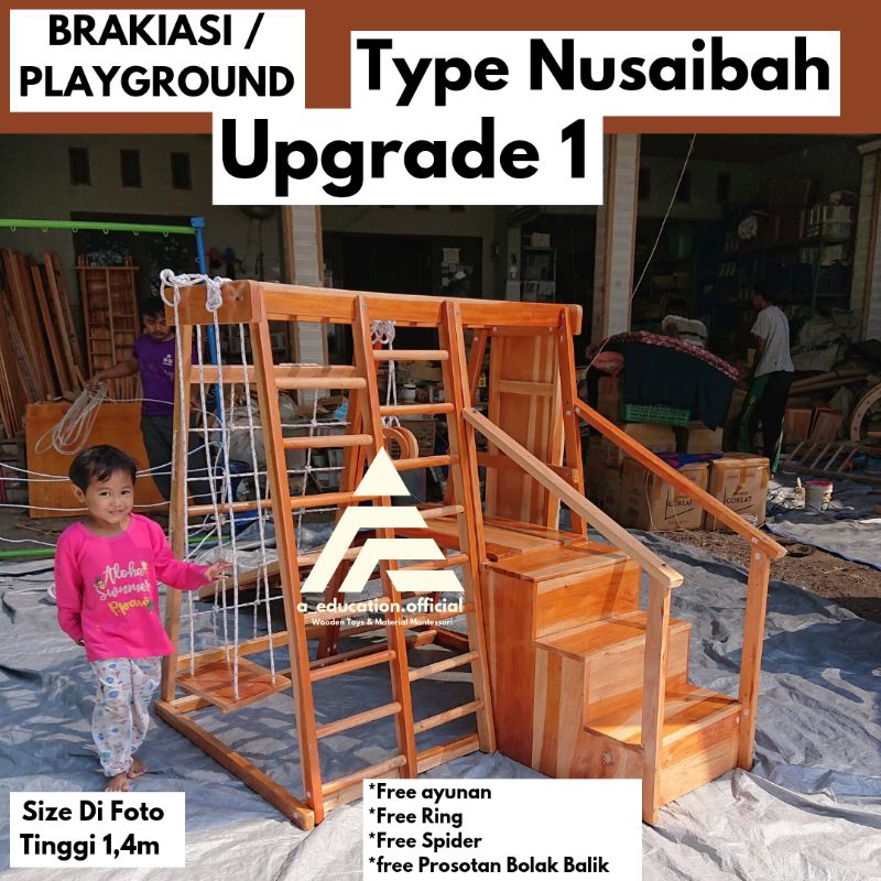 Brakiasi playground anak Nusaibah 1 mainan kayu