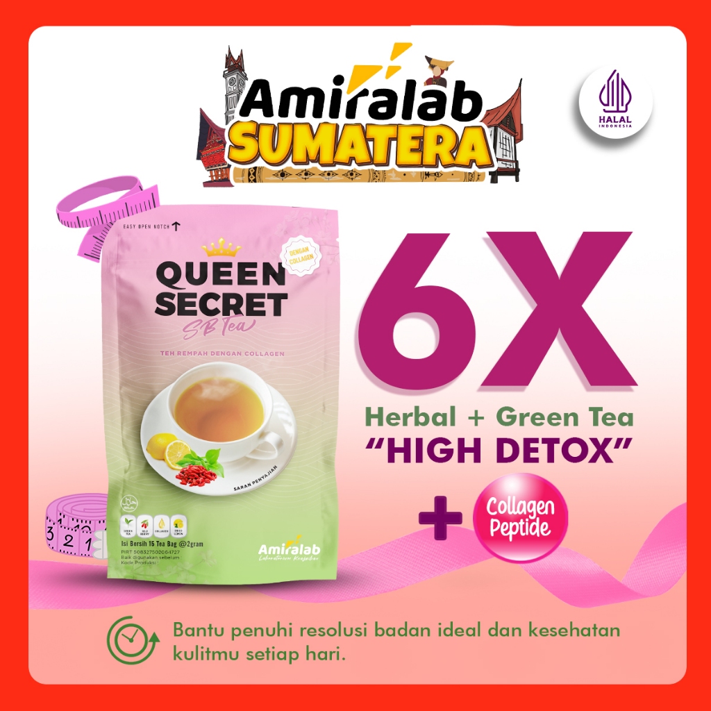 

AMIRALAB QUEEN SECRET SLIMMING BEAUTY TEA Minuman Teh Herbal Glowing 15 Bag