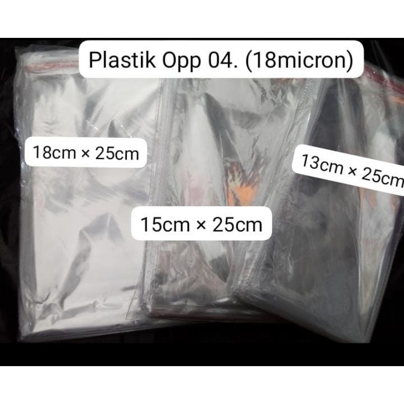 

Plastik OPP Tebal 04. ( 18,micron) Isi 100pcs.